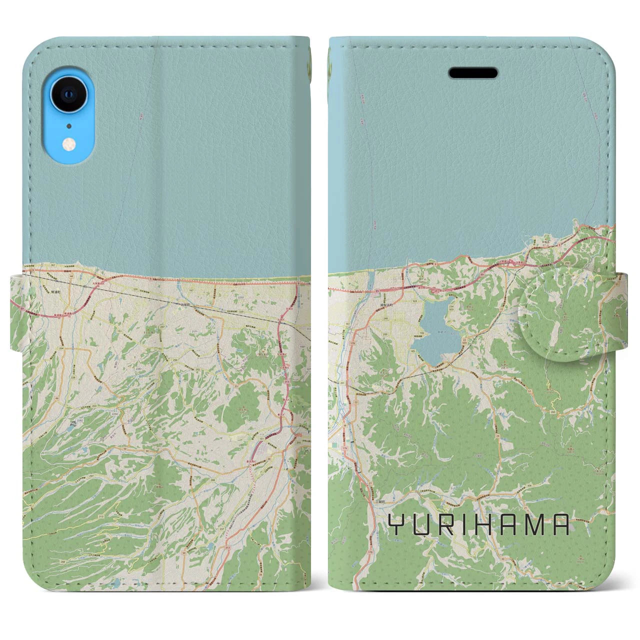【湯梨浜(鳥取県)】地図柄iPhoneケース(手帳タイプ)ナチュラル・iPhone XR 用