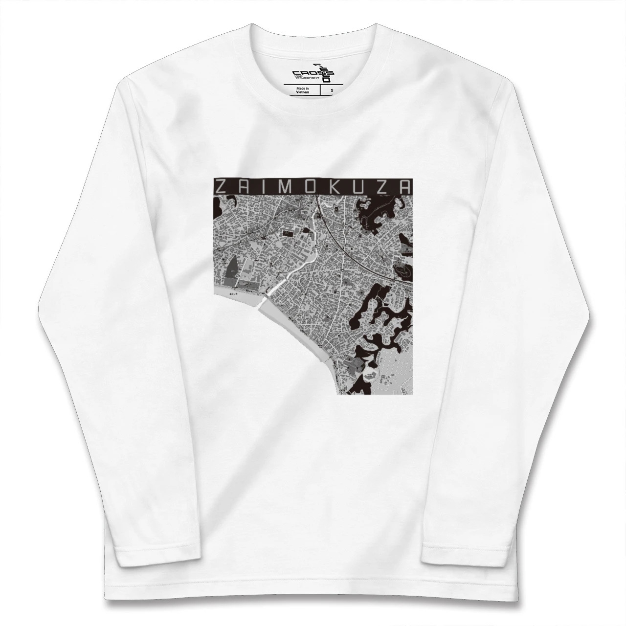 【材木座(神奈川県)】地図柄ロングスリーブTシャツ