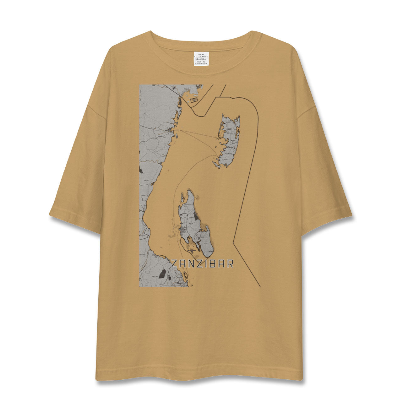 【ザンジバル(タンザニア)】地図柄ビッグシルエットTシャツ