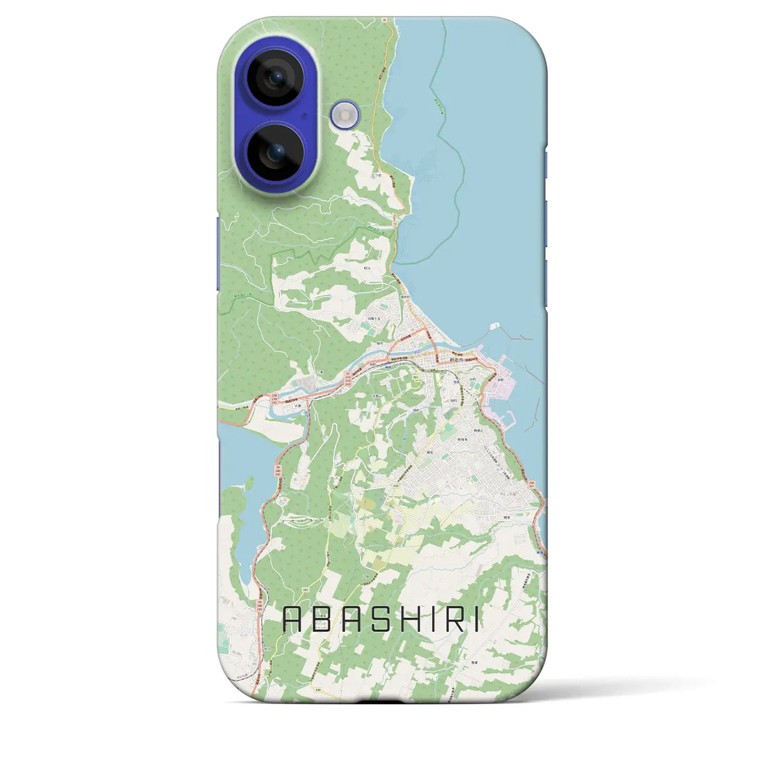 【網走(北海道)】地図柄iPhoneケース(バックカバータイプ)ブラック・iPhone 16 Pro Max 用