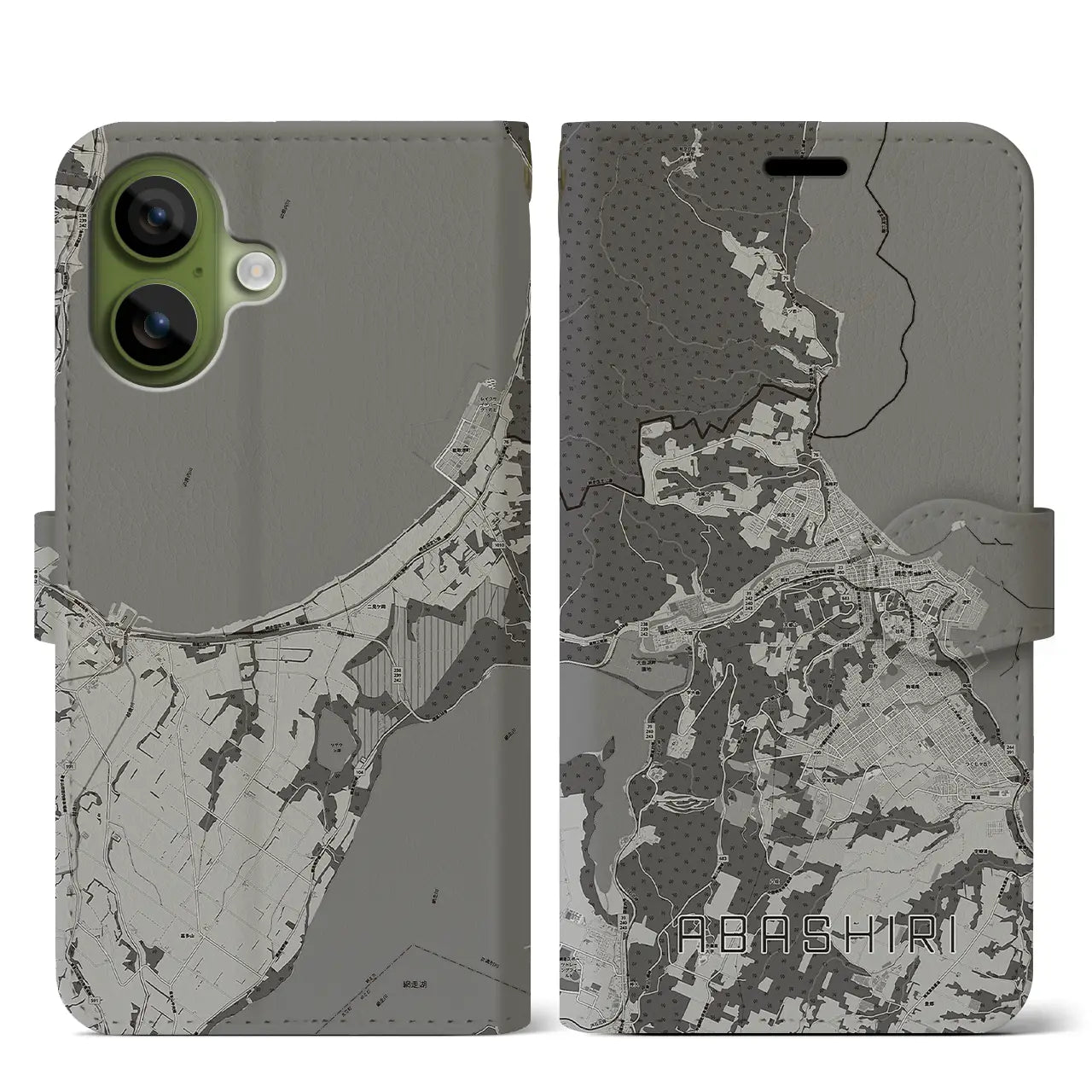 【網走（北海道）】地図柄iPhoneケース（手帳タイプ）