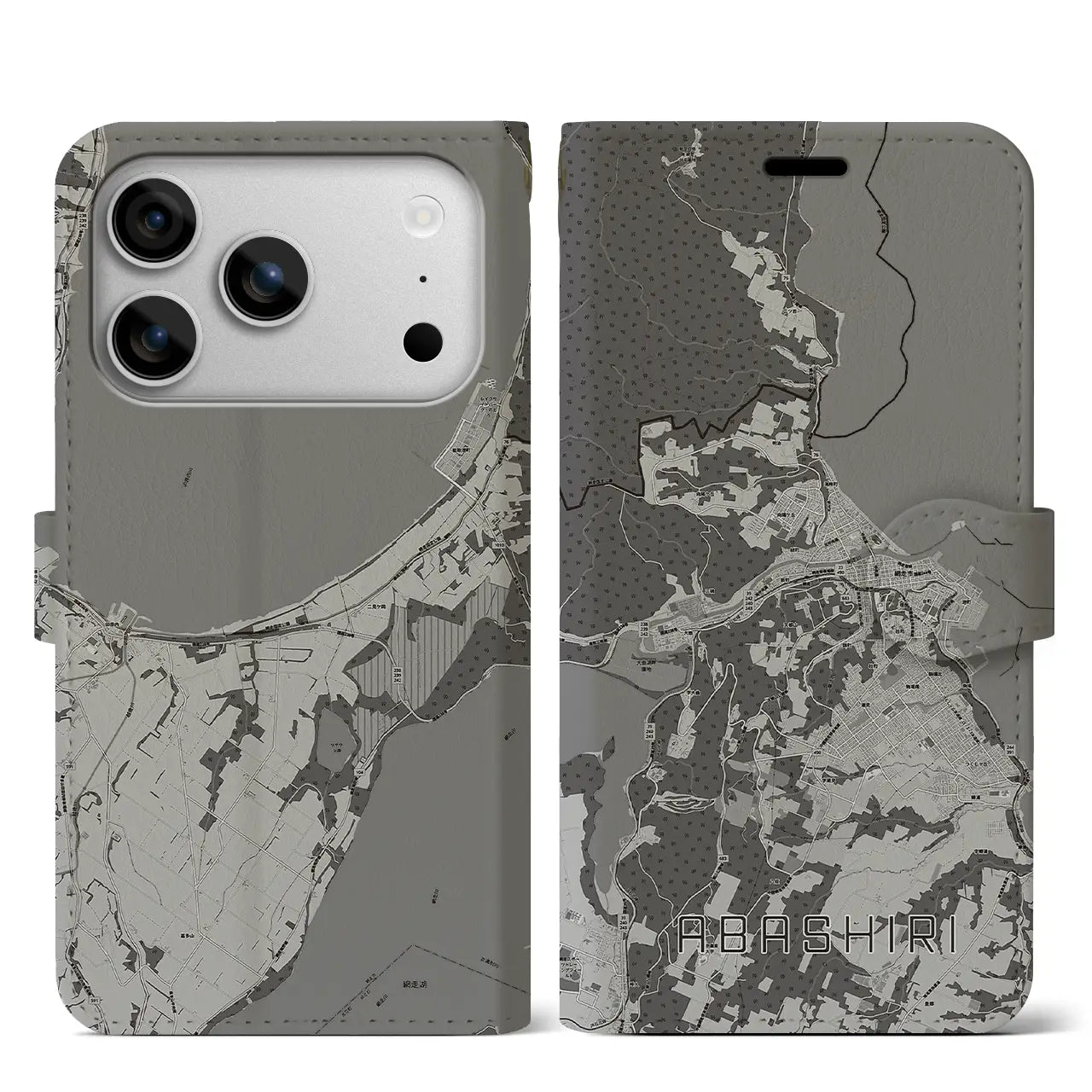 【網走（北海道）】地図柄iPhoneケース（手帳タイプ）