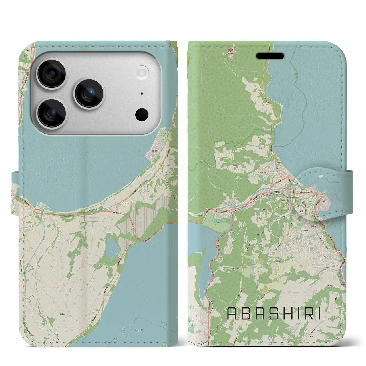【網走（北海道）】地図柄iPhoneケース（手帳タイプ）