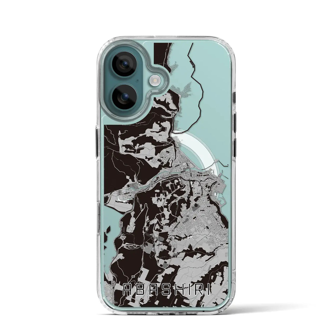 【網走（北海道）】地図柄iPhoneケース（MagSafeタイプ）モノトーン・iPhone 16 Pro 用