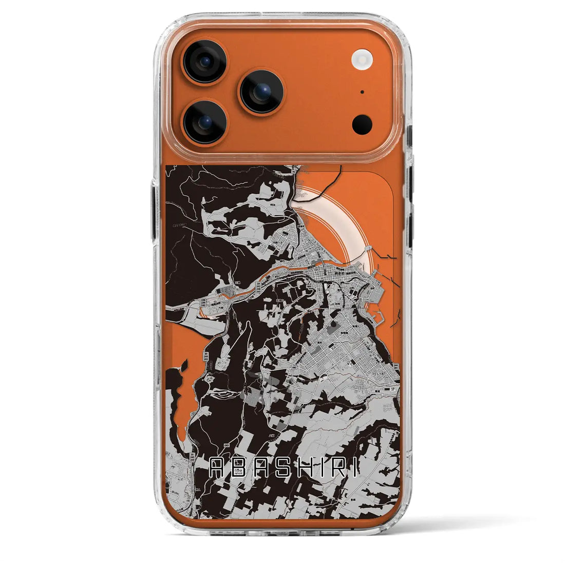 【網走(北海道)】地図柄iPhoneケース(MagSafeタイプ)モノトーン・iPhone 17 Pro Max 用
