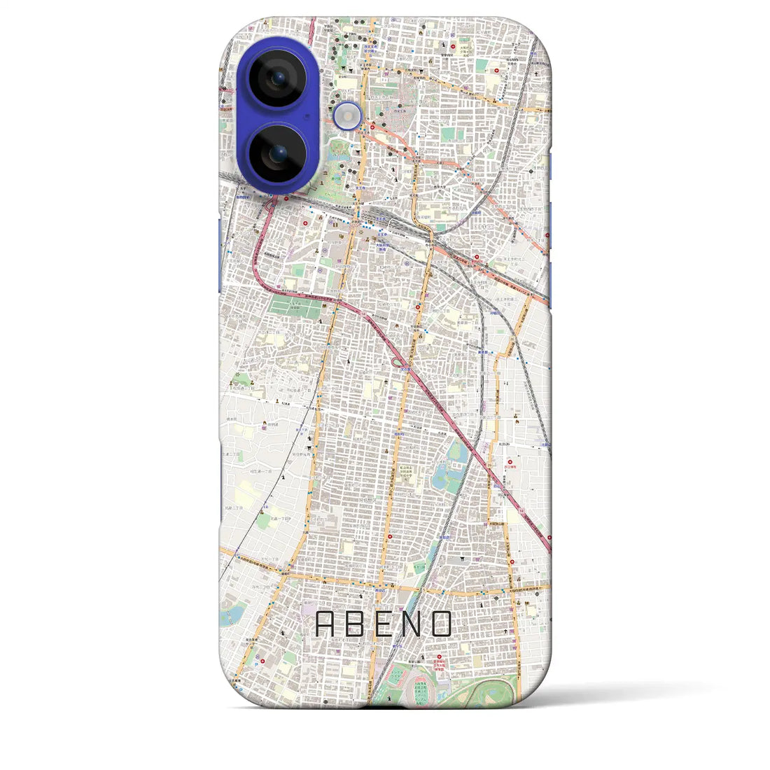 【阿倍野(大阪府)】地図柄iPhoneケース(バックカバータイプ)ブラック・iPhone 16 Pro Max 用