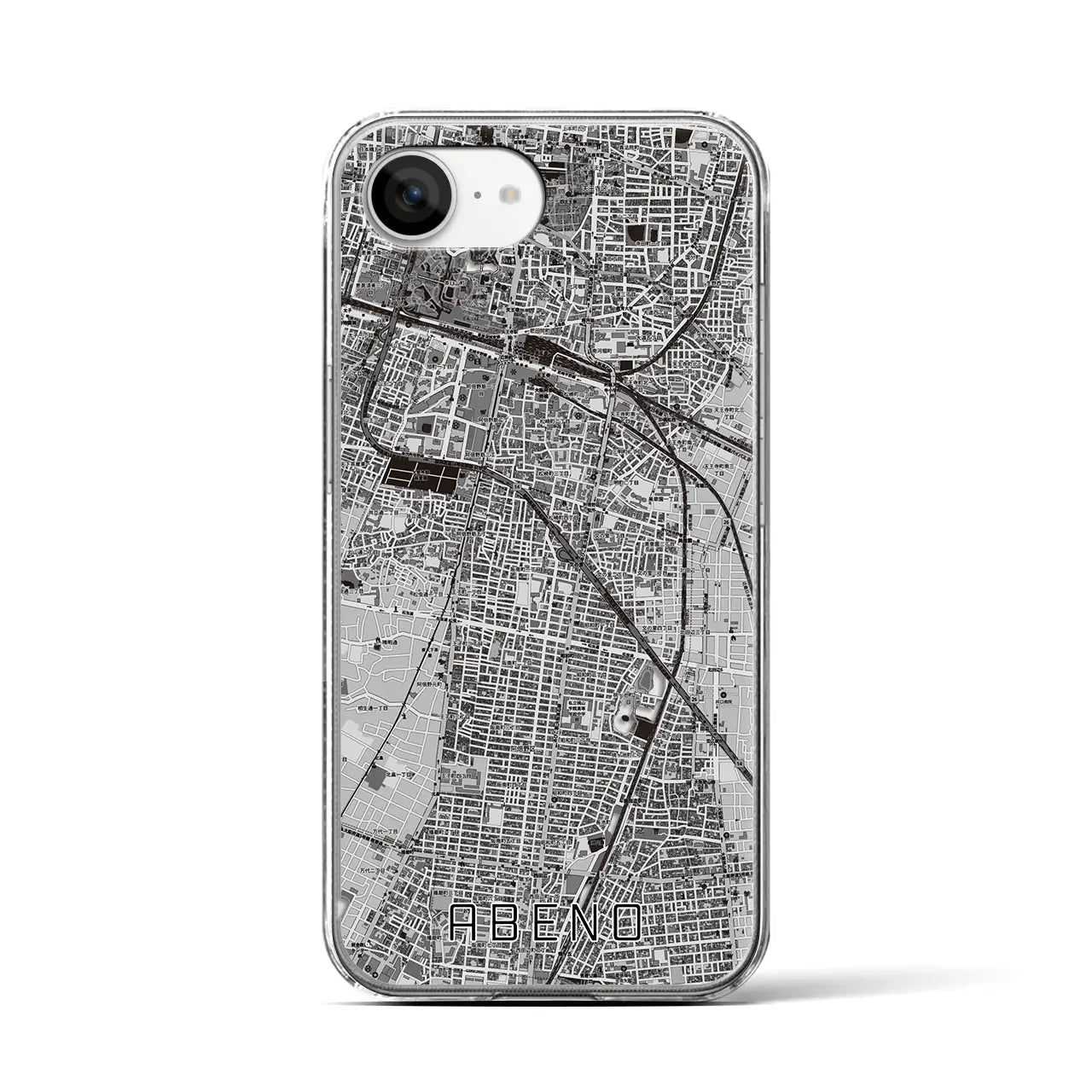 【阿倍野（大阪府）】地図柄iPhoneケース（クリアタイプ）