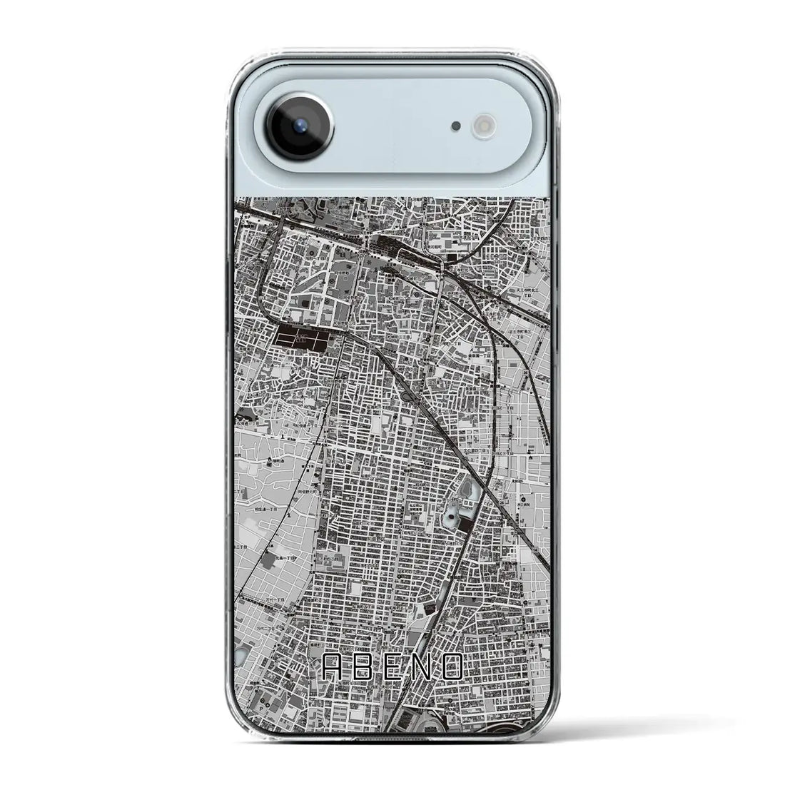 【阿倍野（大阪府）】地図柄iPhoneケース（クリアタイプ）モノトーン・iPhone 17 Pro Max 用