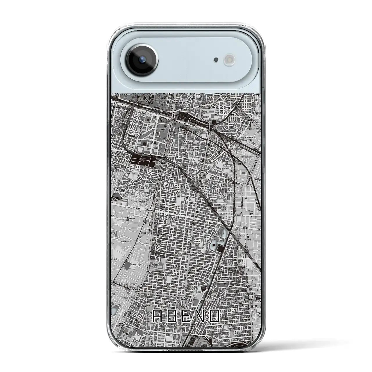 【阿倍野（大阪府）】地図柄iPhoneケース（クリアタイプ）モノトーン・iPhone 17 Pro Max 用