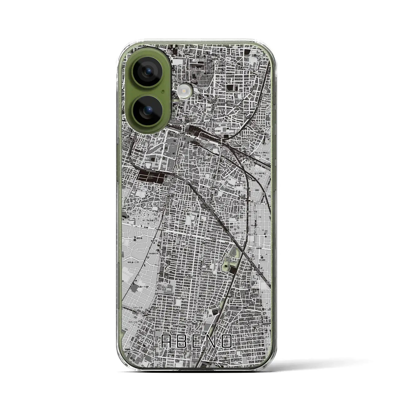 【阿倍野（大阪府）】地図柄iPhoneケース（クリアタイプ）