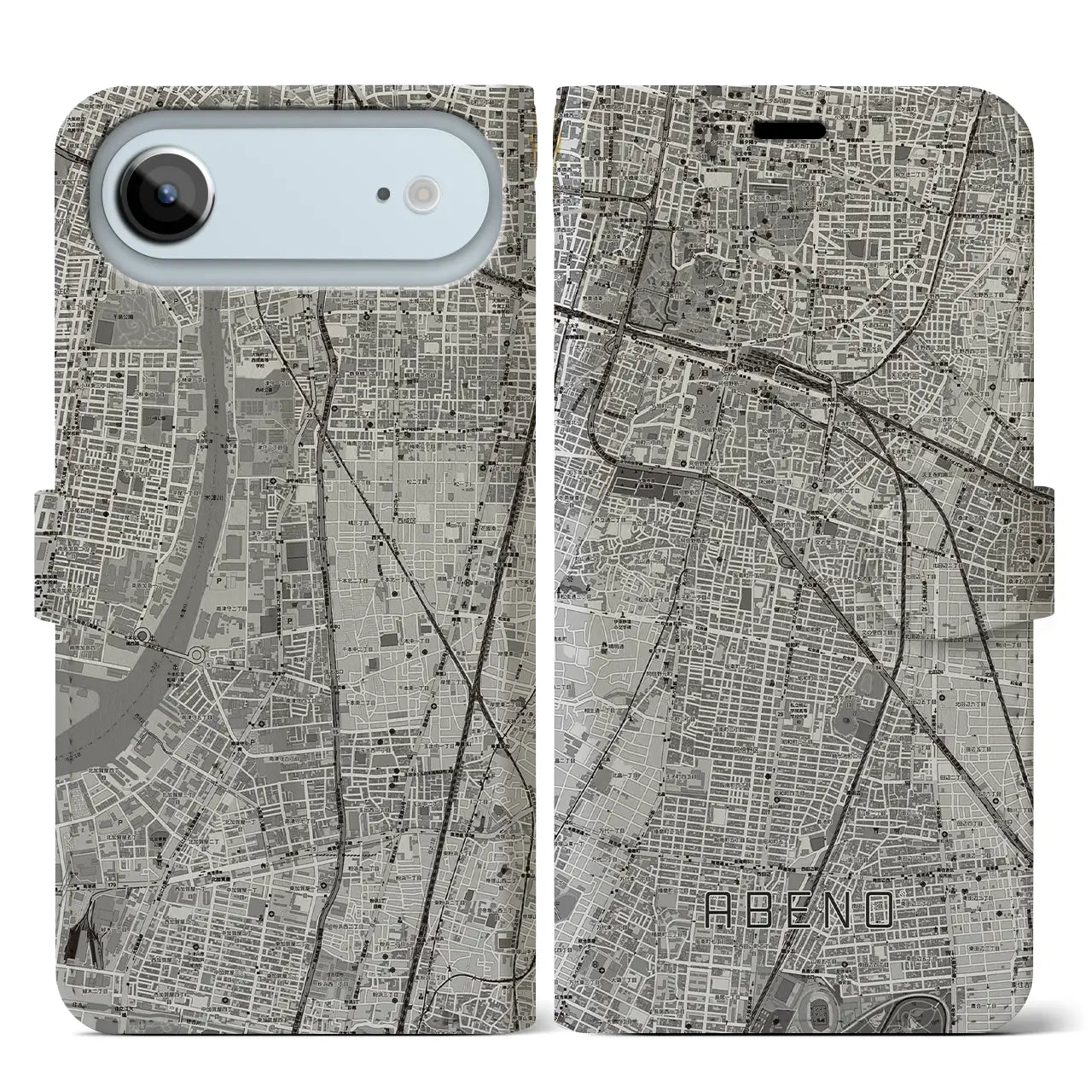 【阿倍野（大阪府）】地図柄iPhoneケース（手帳タイプ）