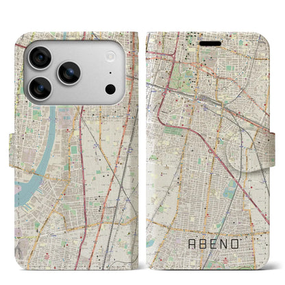【阿倍野（大阪府）】地図柄iPhoneケース（手帳タイプ）