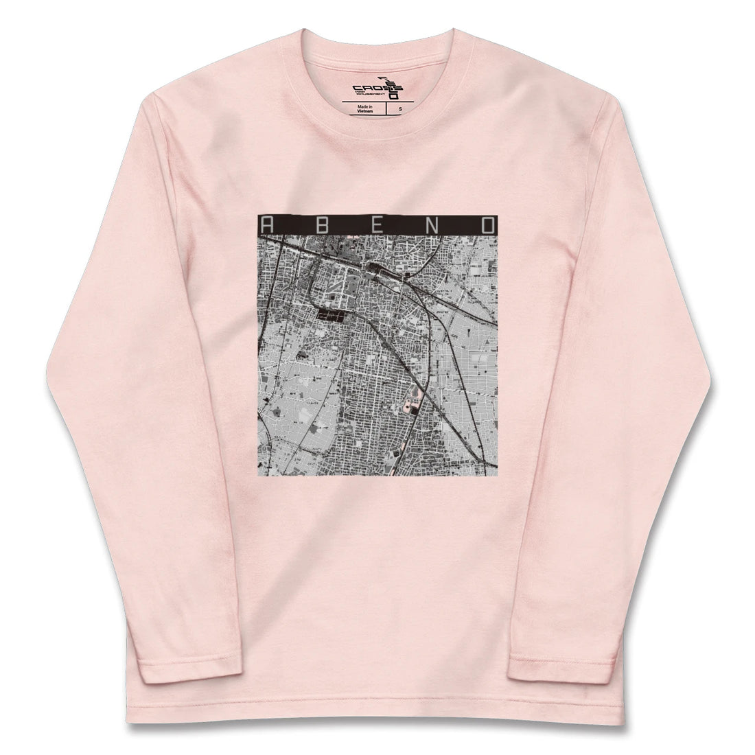 【阿倍野（大阪府）】地図柄ロングスリーブTシャツ