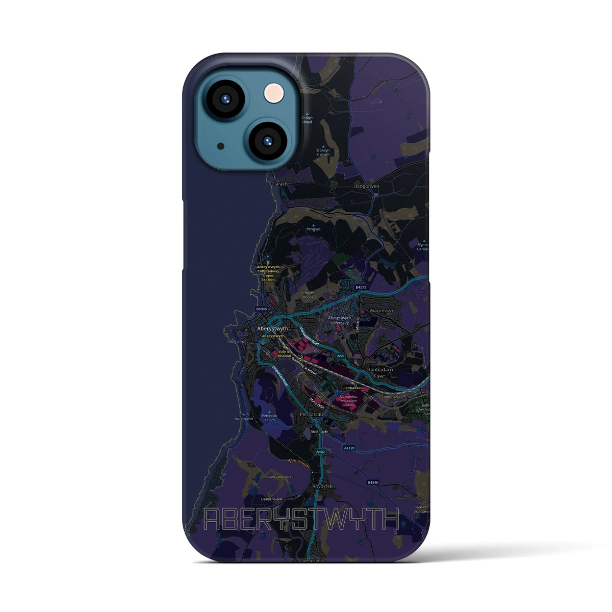 【アベリストウィス（イギリス）】地図柄iPhoneケース（バックカバータイプ）
