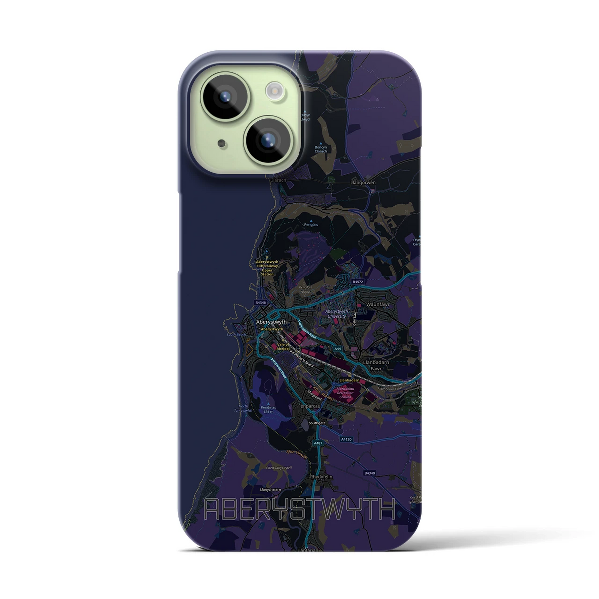 【アベリストウィス（イギリス）】地図柄iPhoneケース（バックカバータイプ）