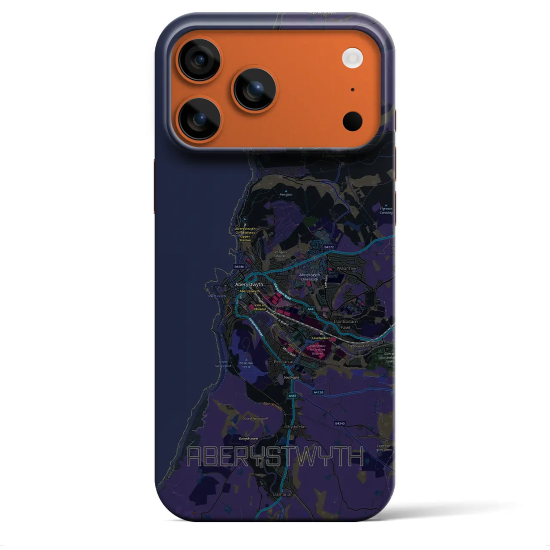 【アベリストウィス（イギリス）】地図柄iPhoneケース（バックカバータイプ）