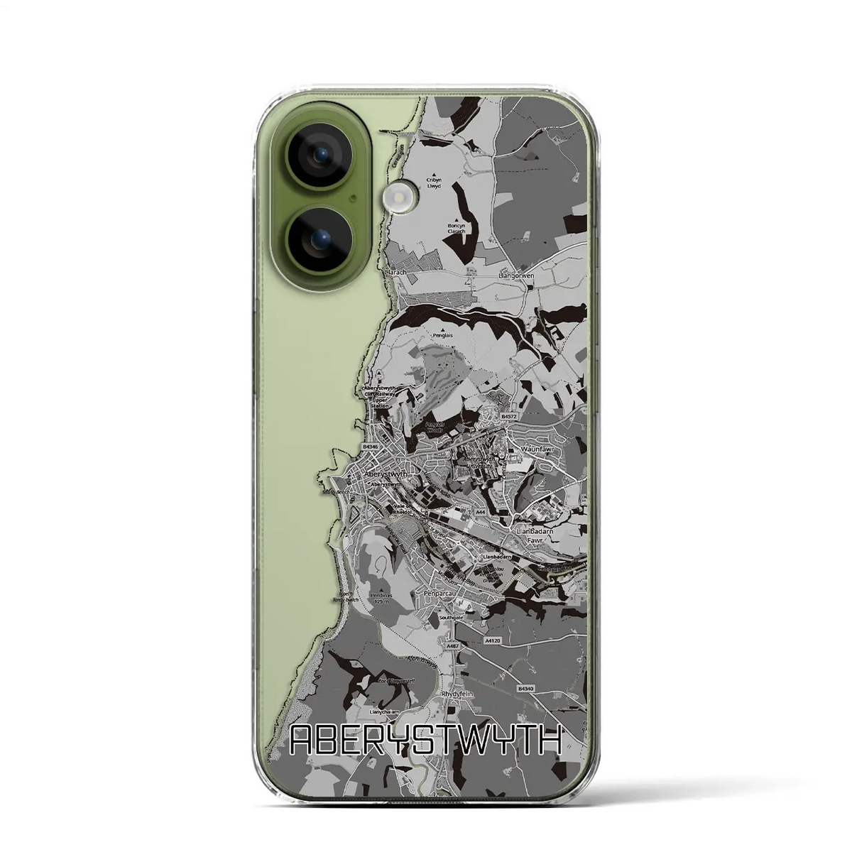【アベリストウィス（イギリス）】地図柄iPhoneケース（クリアタイプ）