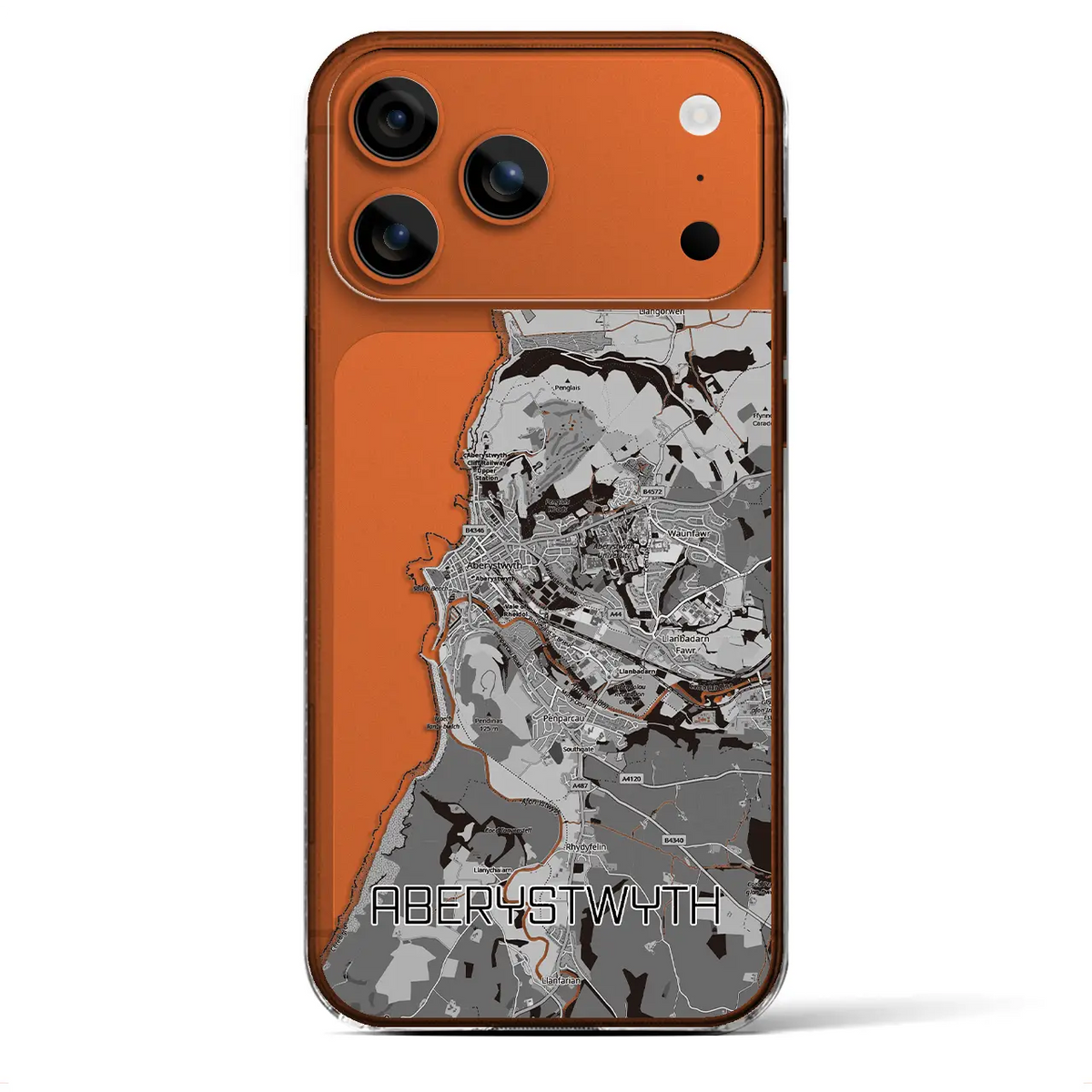 【アベリストウィス（イギリス）】地図柄iPhoneケース（クリアタイプ）モノトーン・iPhone 18 Pro Max / 17 Pro Max 用