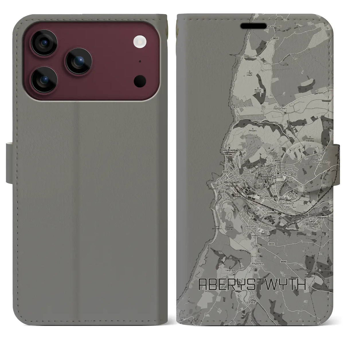 【アベリストウィス（イギリス）】地図柄iPhoneケース（手帳タイプ）