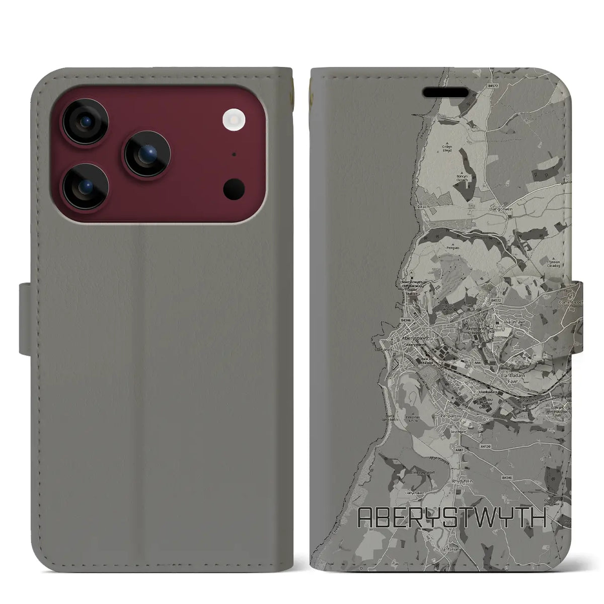 【アベリストウィス（イギリス）】地図柄iPhoneケース（手帳タイプ）