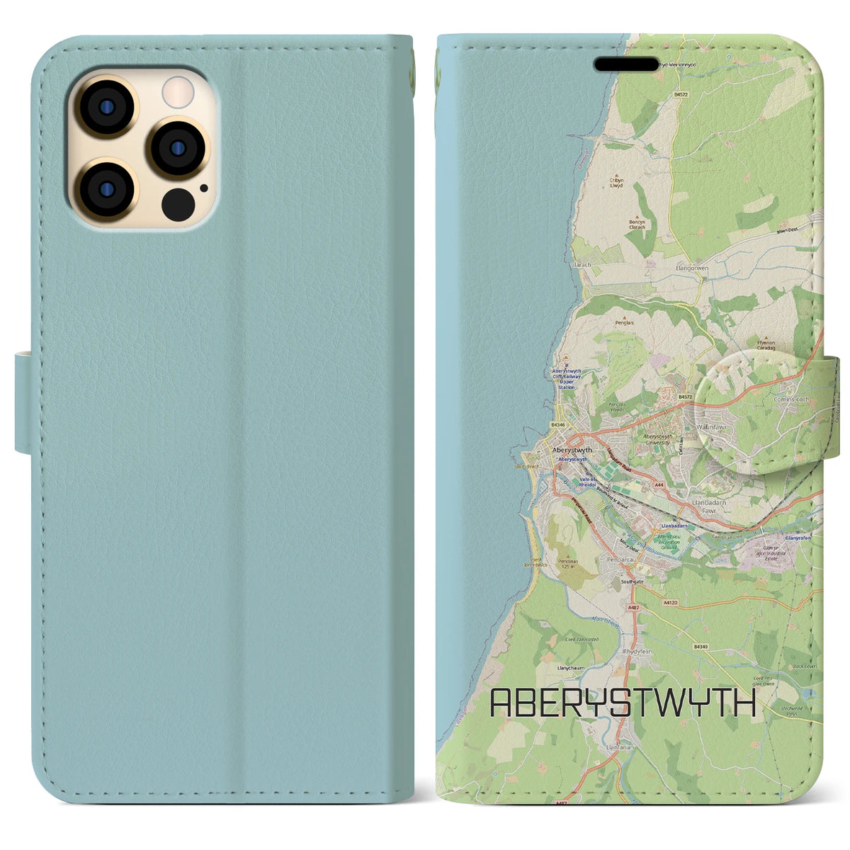 【アベリストウィス（イギリス）】地図柄iPhoneケース（手帳タイプ）