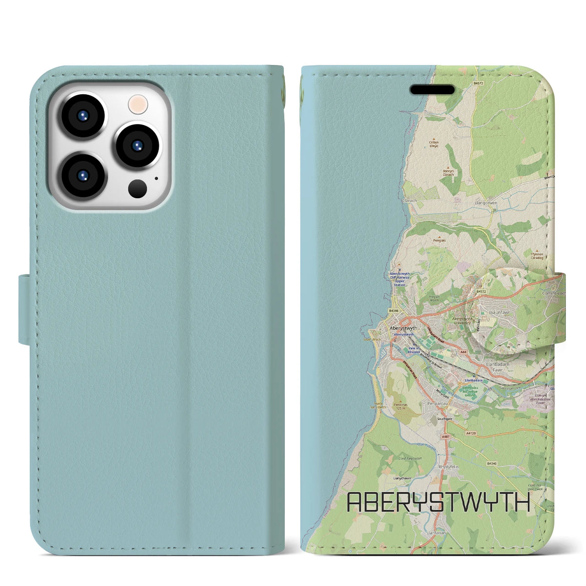 【アベリストウィス（イギリス）】地図柄iPhoneケース（手帳タイプ）