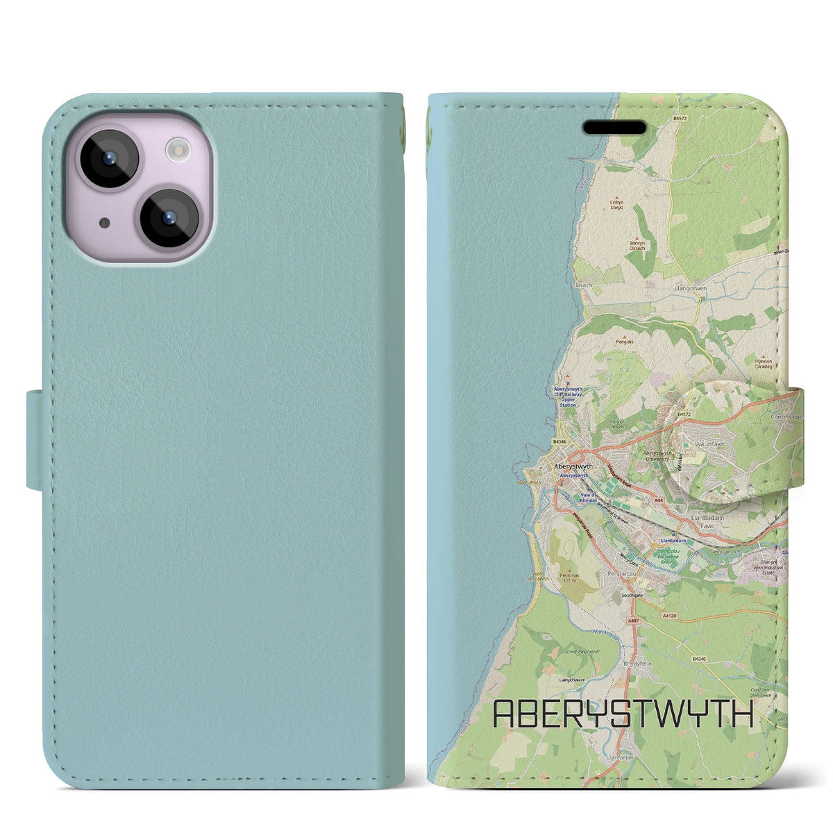 【アベリストウィス（イギリス）】地図柄iPhoneケース（手帳タイプ）