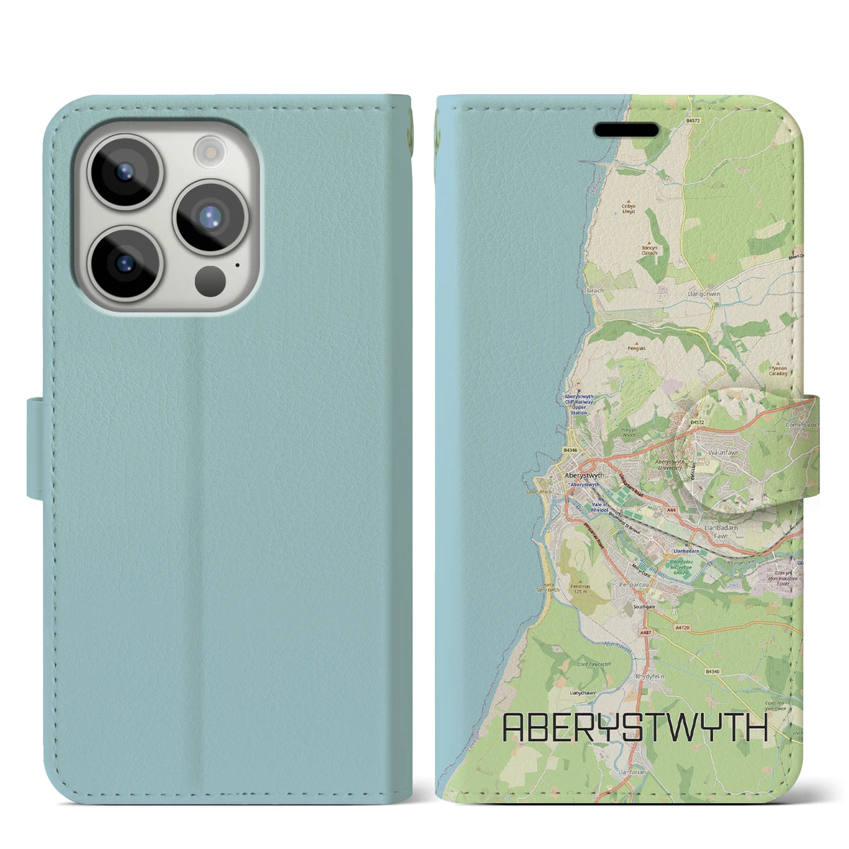 【アベリストウィス（イギリス）】地図柄iPhoneケース（手帳タイプ）