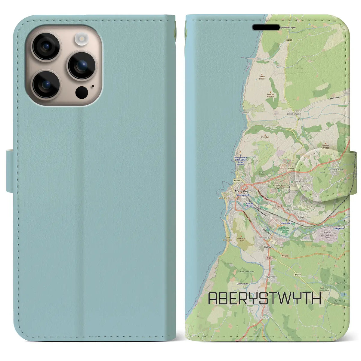 【アベリストウィス（イギリス）】地図柄iPhoneケース（手帳タイプ）