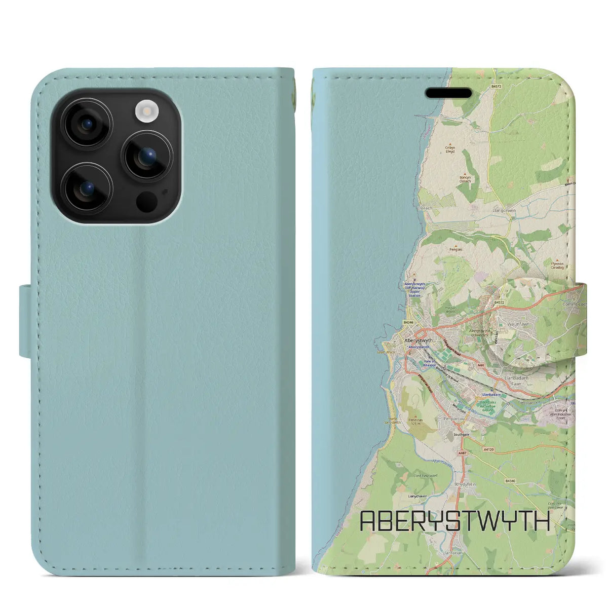 【アベリストウィス（イギリス）】地図柄iPhoneケース（手帳タイプ）