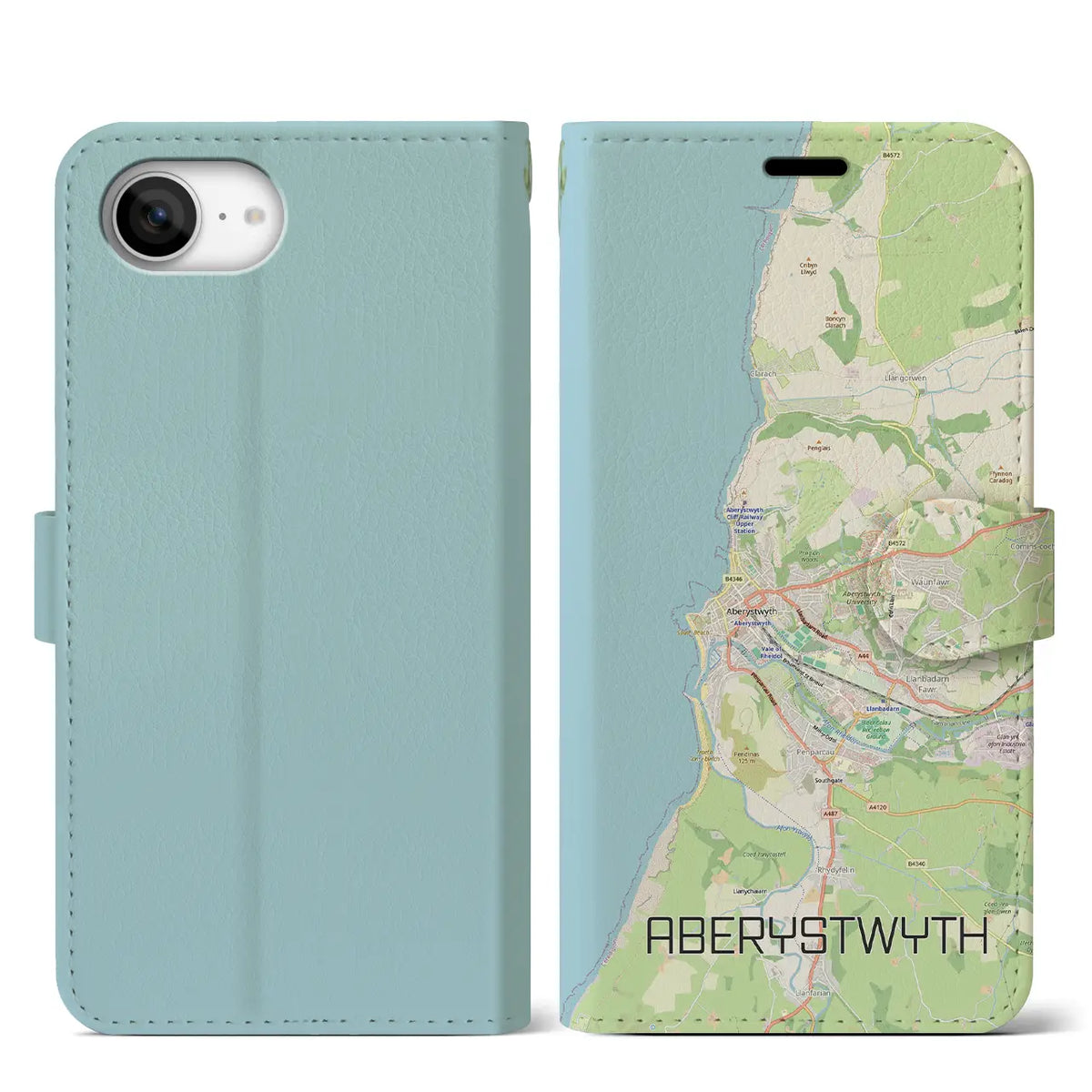 【アベリストウィス（イギリス）】地図柄iPhoneケース（手帳タイプ）