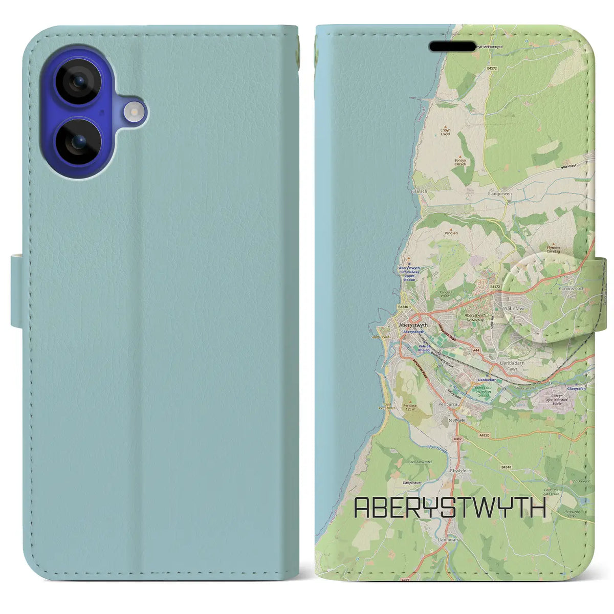 【アベリストウィス（イギリス）】地図柄iPhoneケース（手帳タイプ）
