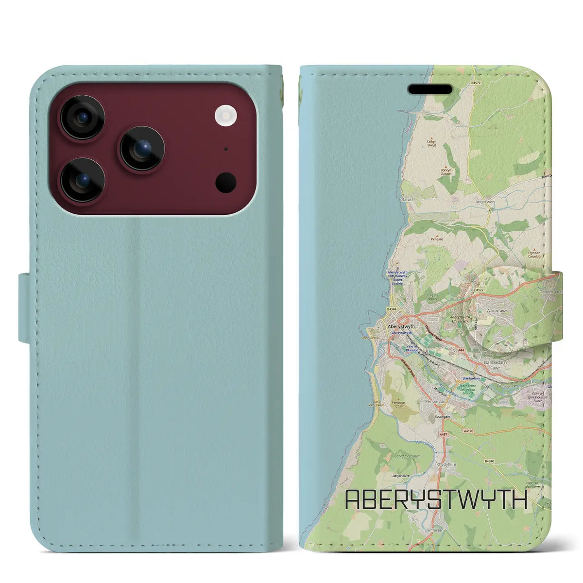 【アベリストウィス（イギリス）】地図柄iPhoneケース（手帳タイプ）
