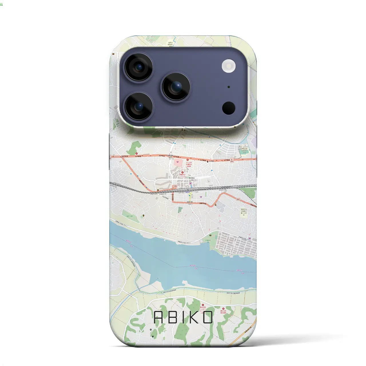 【我孫子（千葉県）】地図柄iPhoneケース（バックカバータイプ）ブラック・iPhone 17 Pro Max 用