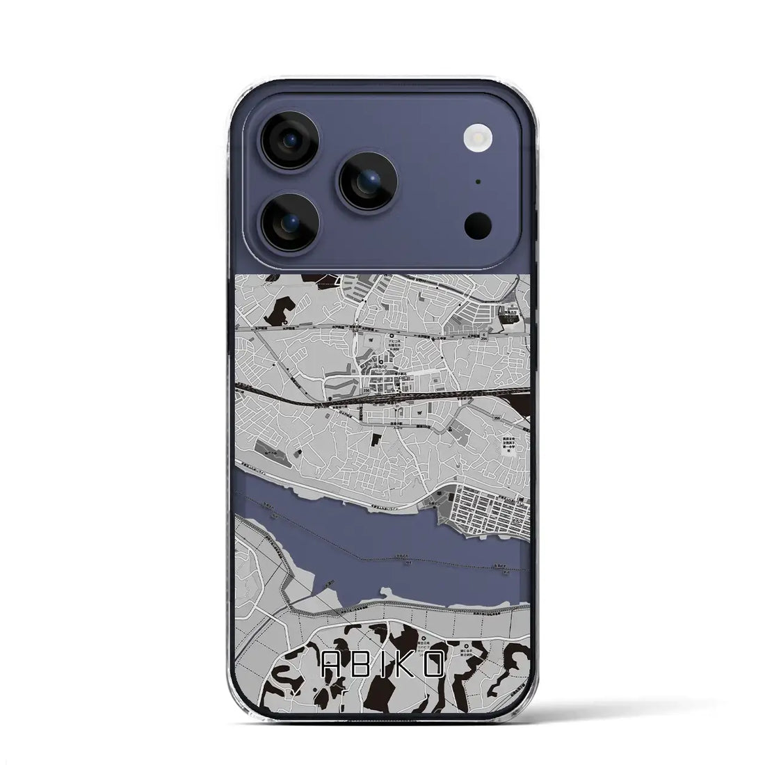 【我孫子(千葉県)】地図柄iPhoneケース(クリアタイプ)モノトーン・iPhone 17 Pro Max 用