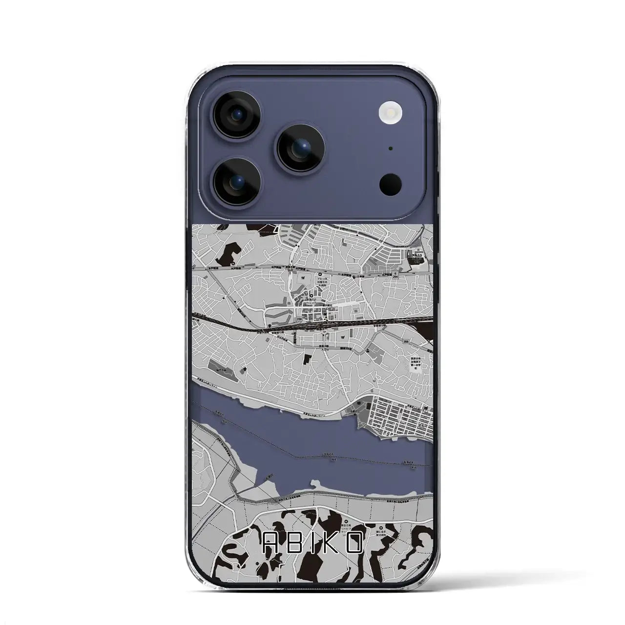 【我孫子（千葉県）】地図柄iPhoneケース（クリアタイプ）モノトーン・iPhone 17 Pro Max 用