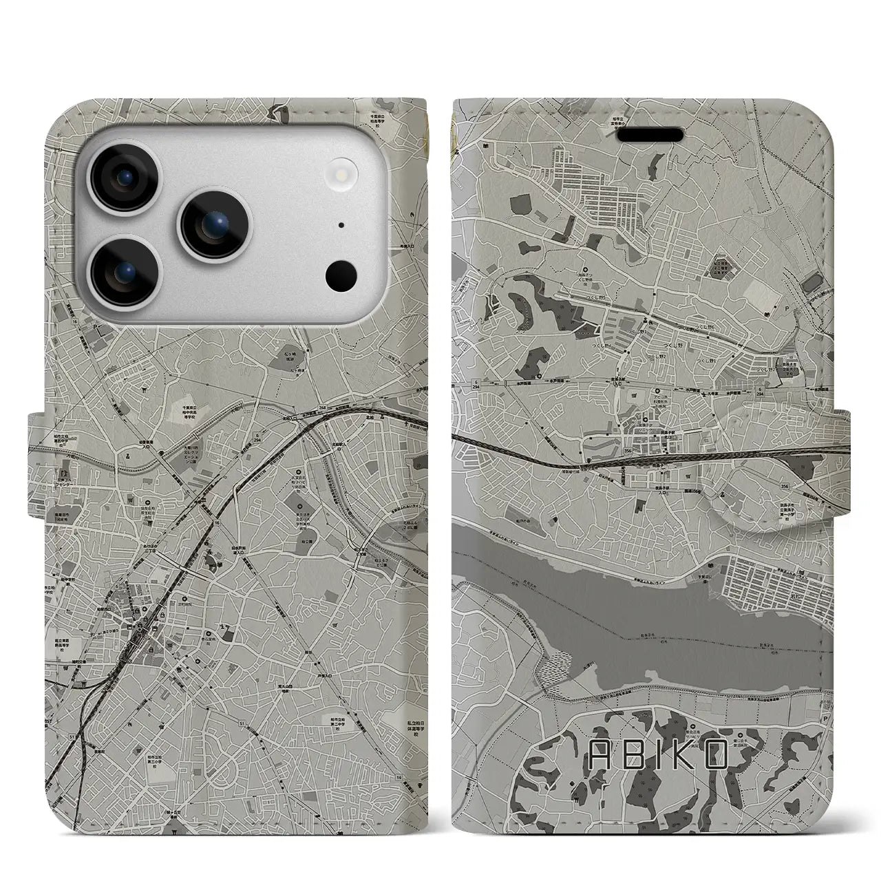 【我孫子（千葉県）】地図柄iPhoneケース（手帳タイプ）