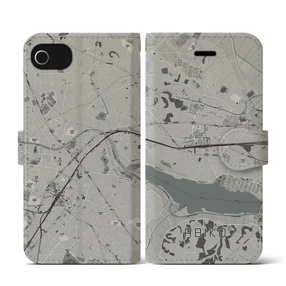 【我孫子（千葉県）】地図柄iPhoneケース（手帳タイプ）モノトーン・iPhone SE（第3 / 第2世代） / 8 / 7 / 6s / 6 用