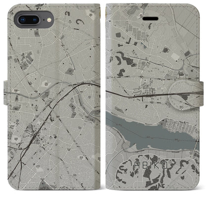 【我孫子（千葉県）】地図柄iPhoneケース（手帳タイプ）モノトーン・iPhone 8Plus /7Plus / 6sPlus / 6Plus 用