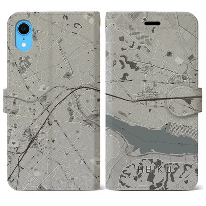 【我孫子（千葉県）】地図柄iPhoneケース（手帳タイプ）モノトーン・iPhone XR 用