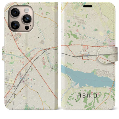 【我孫子（千葉県）】地図柄iPhoneケース（手帳タイプ）ナチュラル・iPhone 16 Plus 用