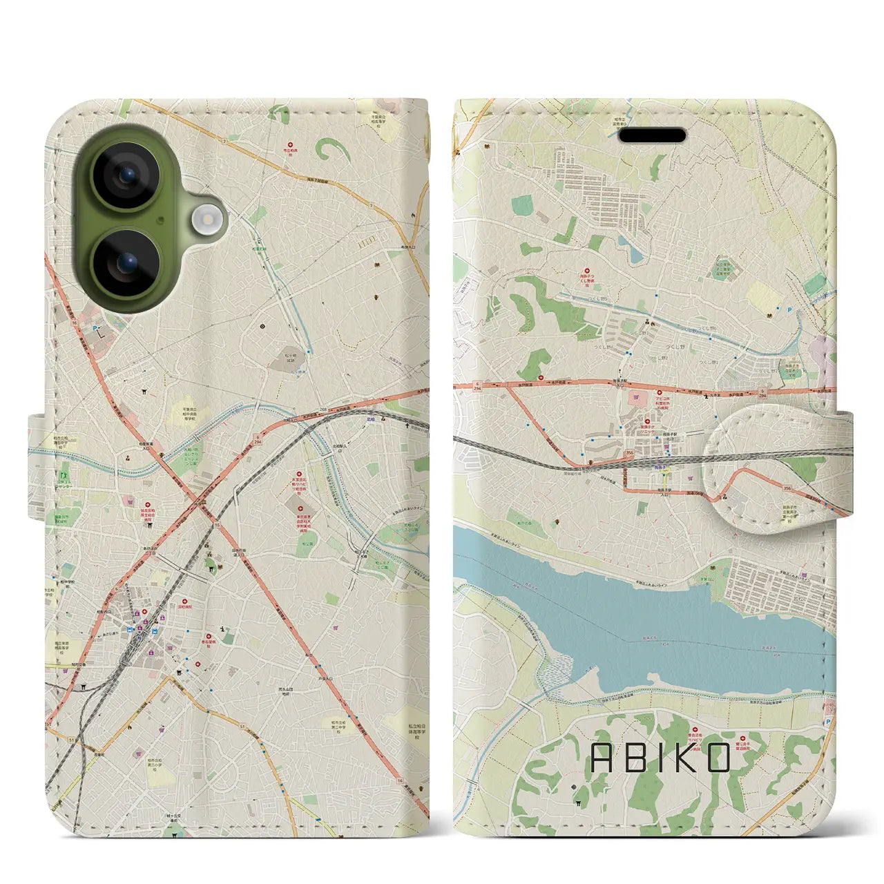 【我孫子（千葉県）】地図柄iPhoneケース（手帳タイプ）