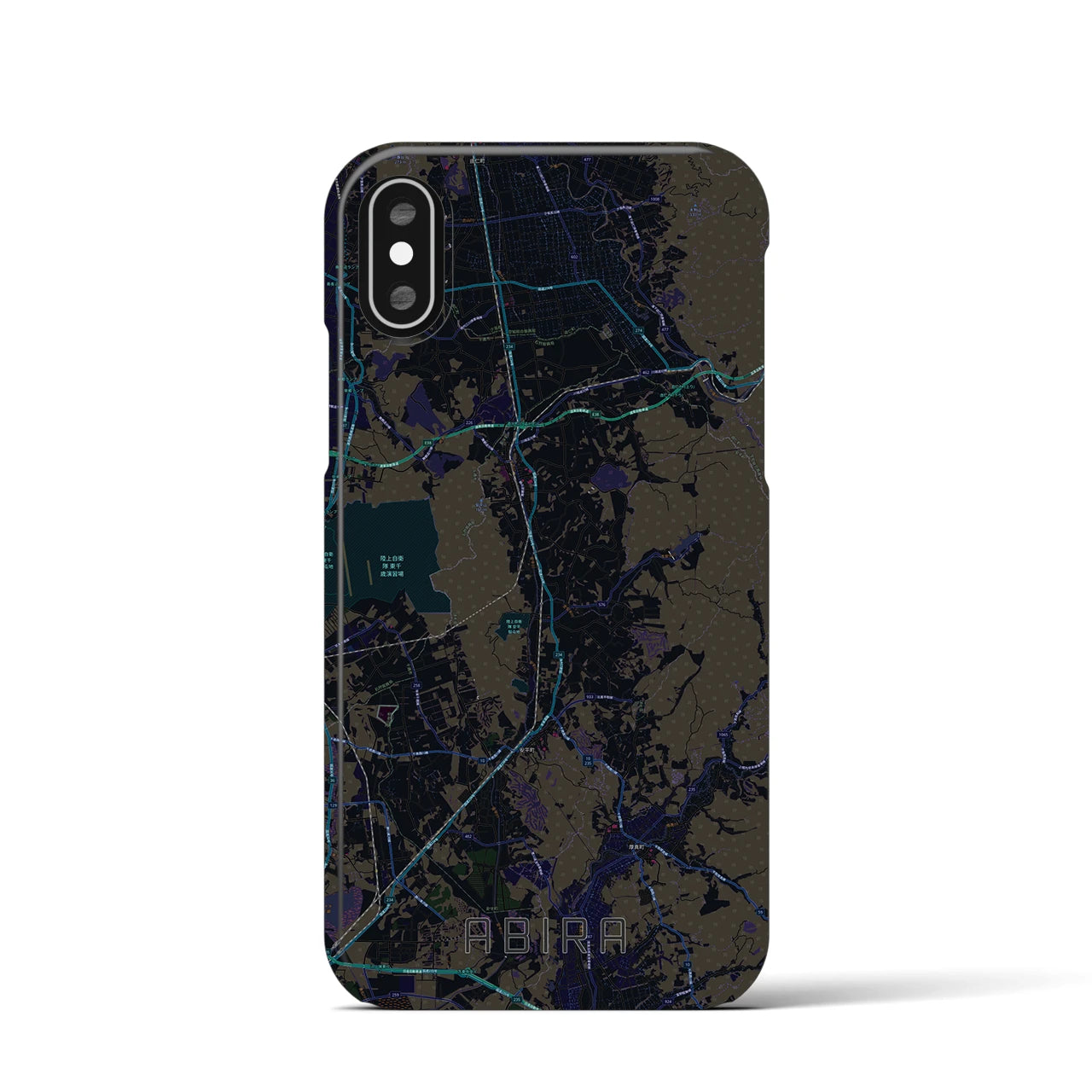 【安平（北海道）】地図柄iPhoneケース（バックカバータイプ）ブラック・iPhone XS / X 用