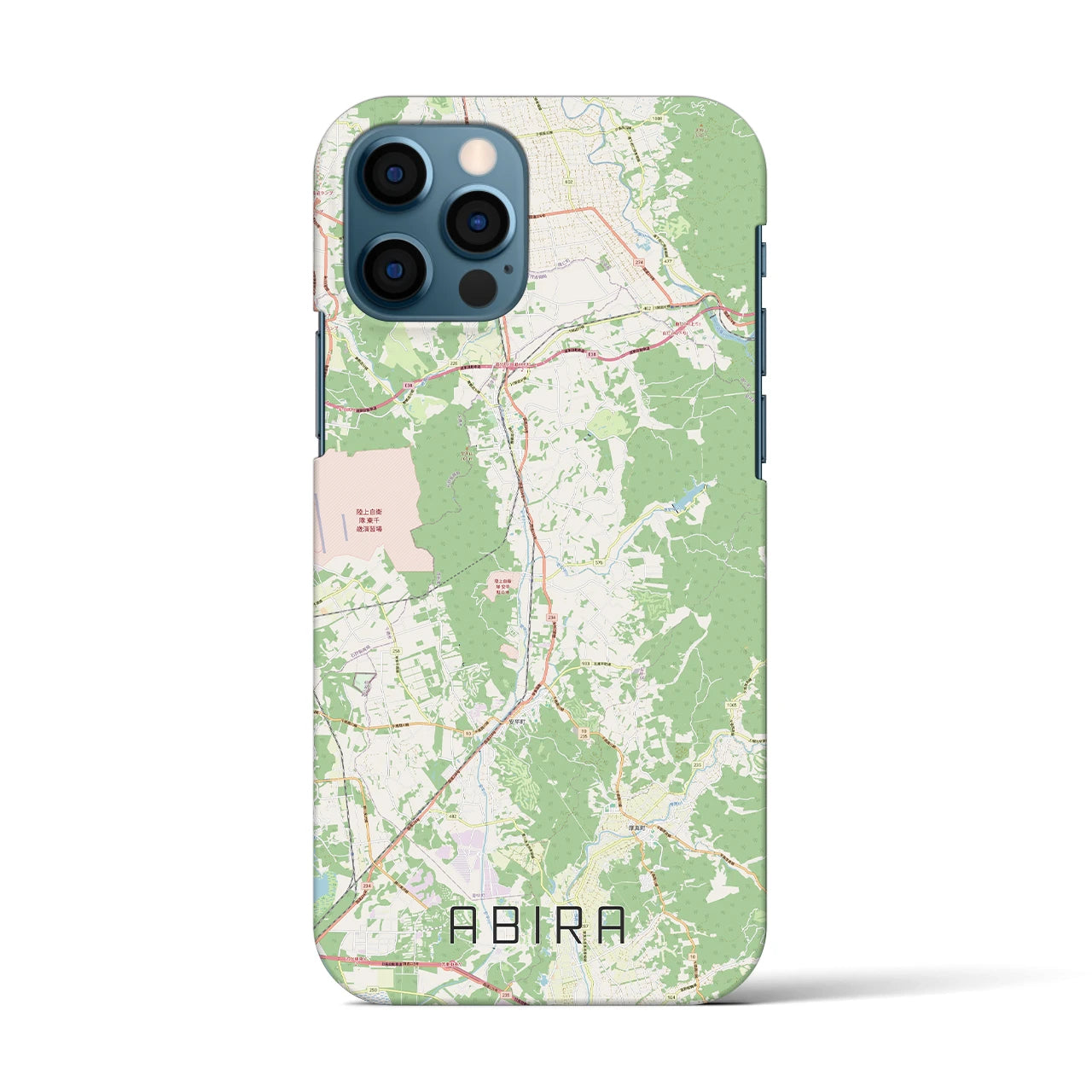 【安平（北海道）】地図柄iPhoneケース（バックカバータイプ）ナチュラル・iPhone 12 / 12 Pro 用