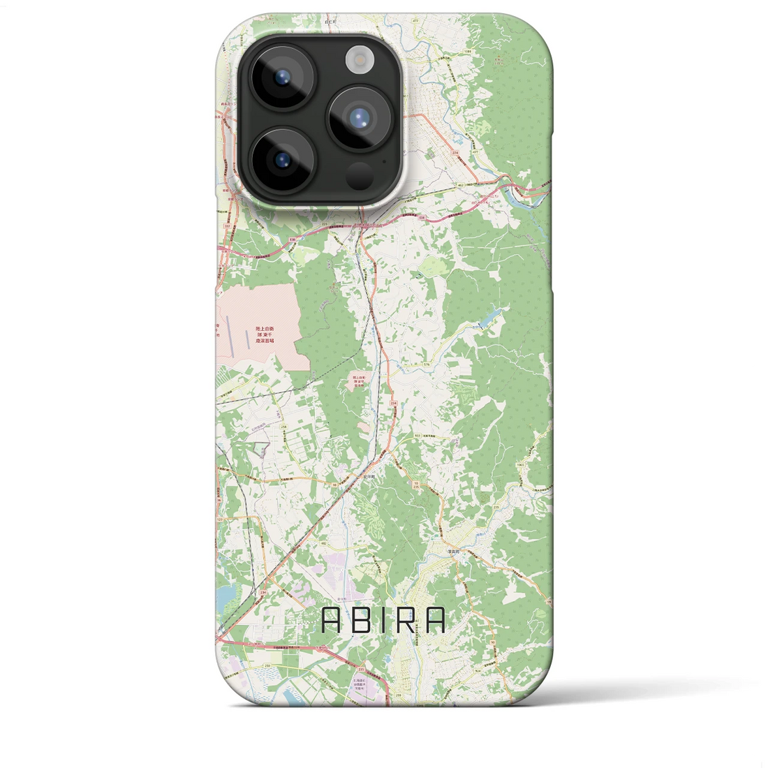 【安平（北海道）】地図柄iPhoneケース（バックカバータイプ）ナチュラル・iPhone 15 Pro Max 用