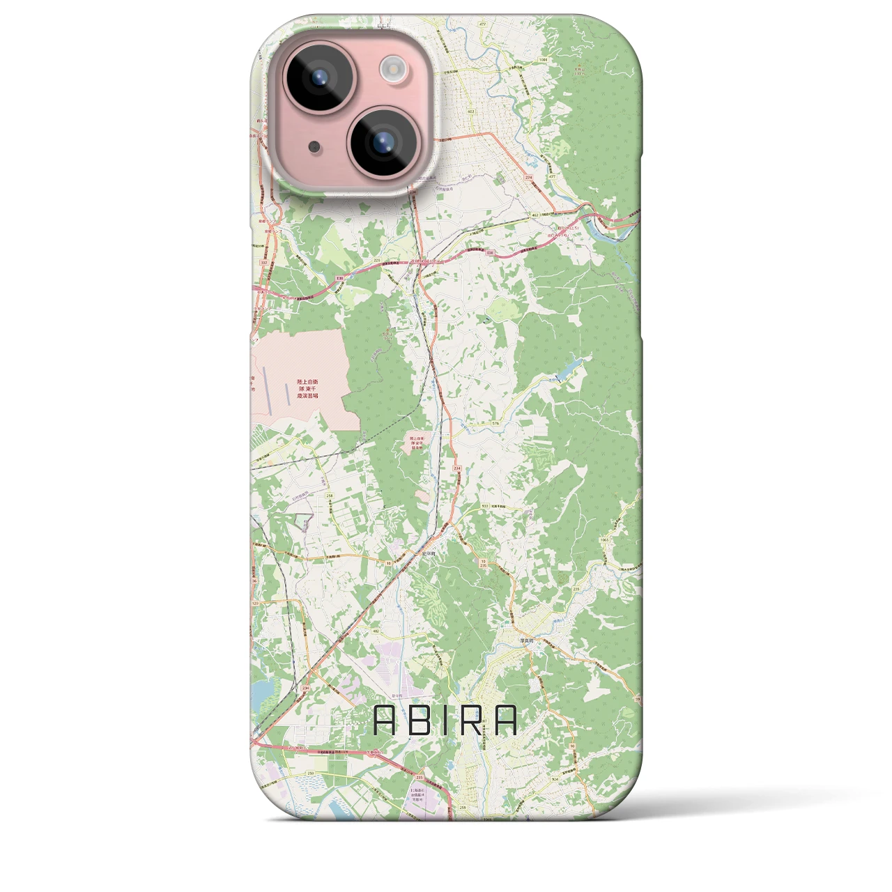 【安平（北海道）】地図柄iPhoneケース（バックカバータイプ）ナチュラル・iPhone 15 Plus 用