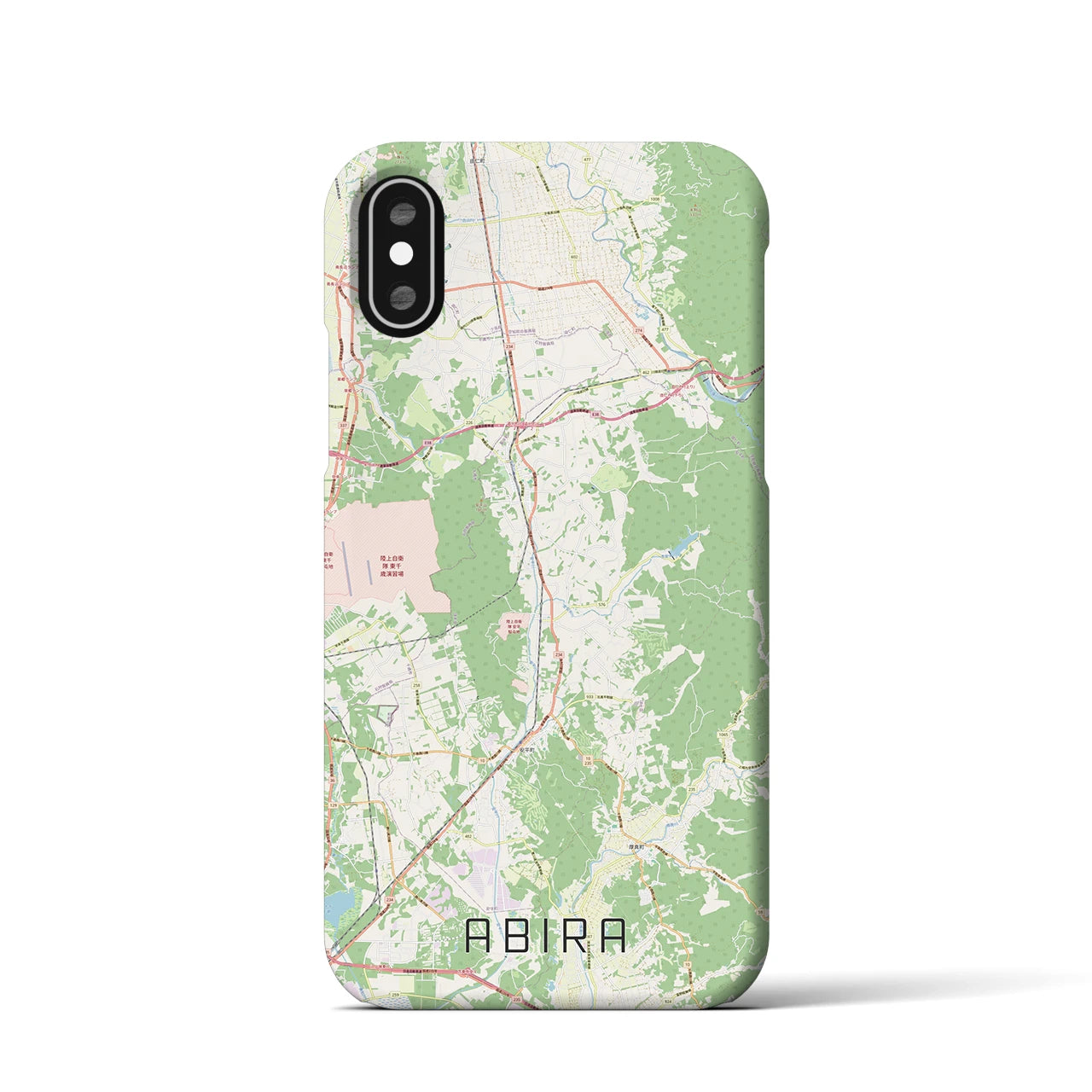 【安平（北海道）】地図柄iPhoneケース（バックカバータイプ）ナチュラル・iPhone XS / X 用