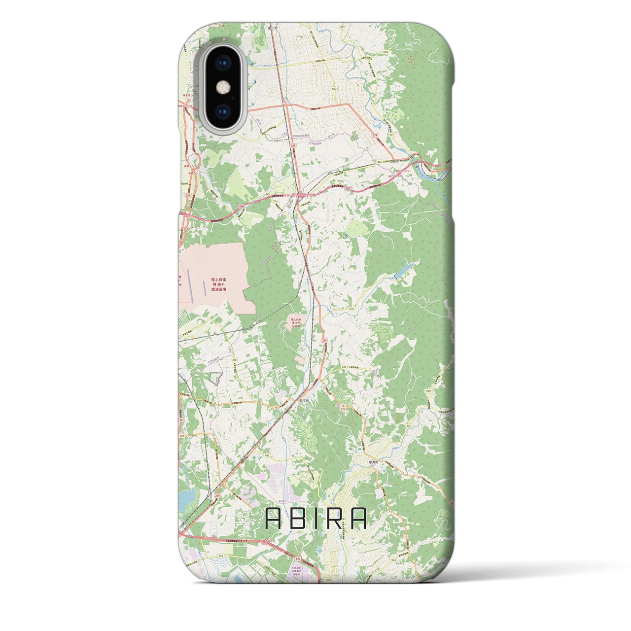 【安平（北海道）】地図柄iPhoneケース（バックカバータイプ）ナチュラル・iPhone XS Max 用