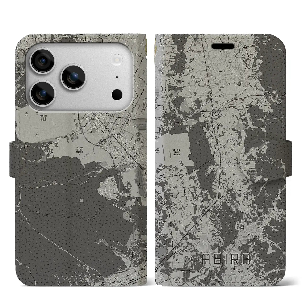 【安平（北海道）】地図柄iPhoneケース（手帳タイプ）