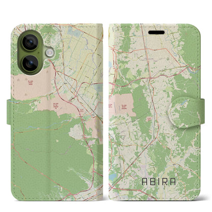 【安平（北海道）】地図柄iPhoneケース（手帳タイプ）